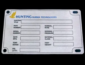 equipment identification plate stainless steel engraved label