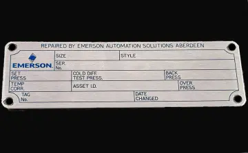 machinery rating plate pressure temperature specification metal