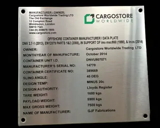 offshore container data plate dnv certified marine nameplate