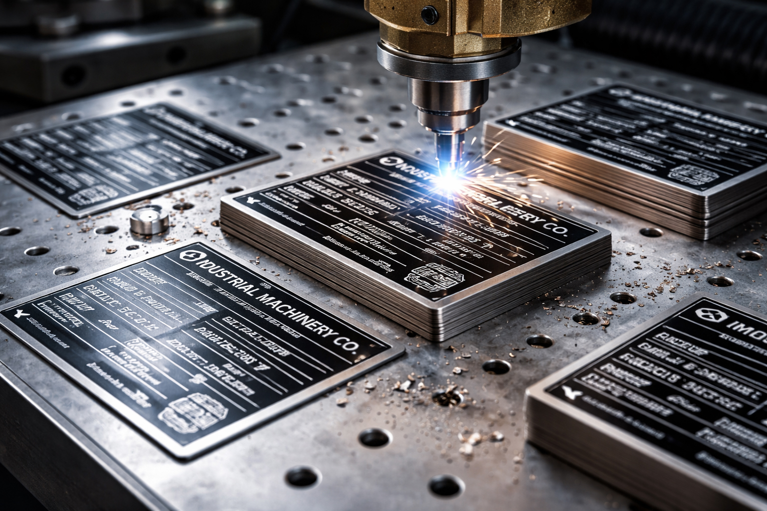 Engraved Metal Data Plates manufactured by HND Designs in Aberdeen. UK engraved stainless steel and aluminium data plate.