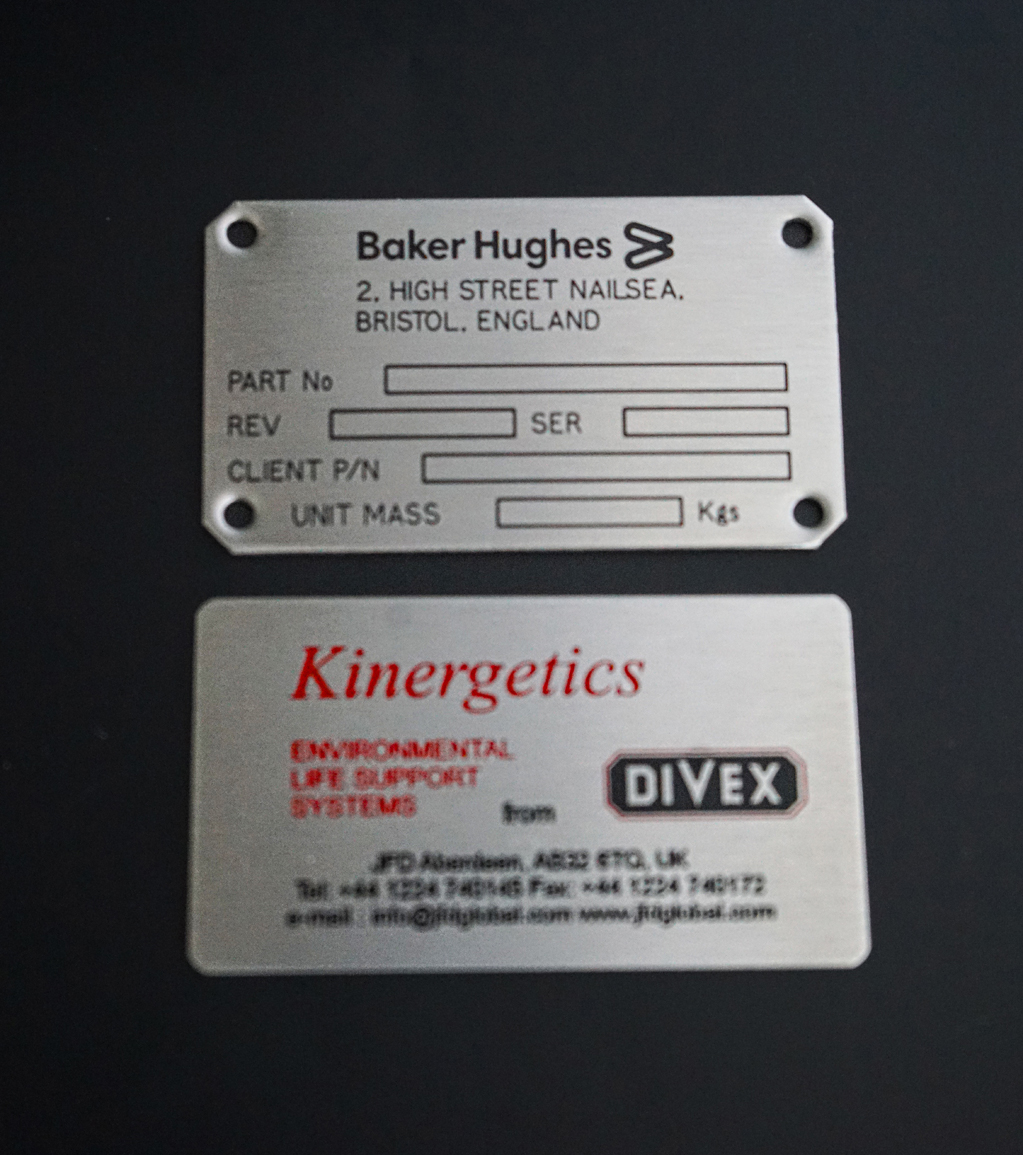 Industrial Metal Data Plate Example 13 manufactured by HND Designs in Aberdeen. UK engraved stainless steel and aluminium data plate.
